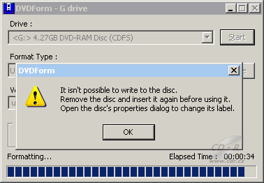 HP dvd-1040e - DVDForm formát error