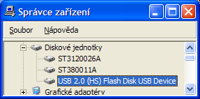 Screenshot ze správce zařízení