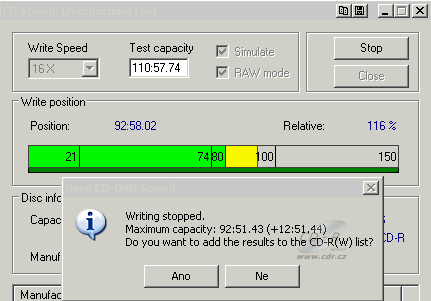 Plextor PX-800A - CDspeed overburn CD