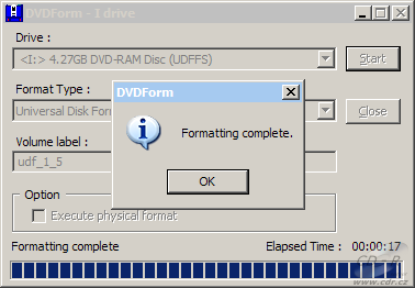 Plextor PX-800A - DVDForm formát UDF 1.5 12×