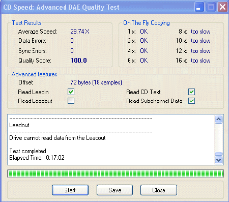 LG GCE-8400B Advanced DAE speed test