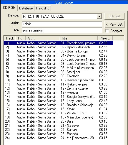 Teac CD552E čtení CD-Textu