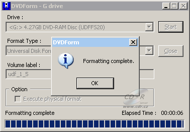 Toshiba TS-L802A - DVDform formát UDF 1.50