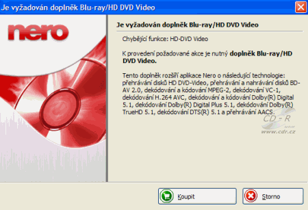 Toshiba TS-L802A - Nero ShowTime potřeba pluginů pro HD DVD