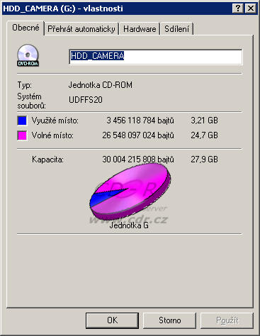 HDD - vlastnosti disku v průzkumníku Windows