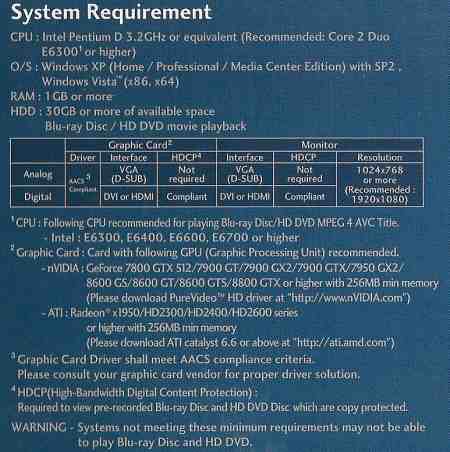 LG GGC-H20L - systémové požadavky