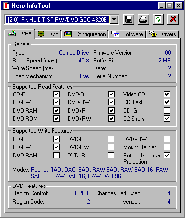 LG GCC-4230B Nero InfoTool