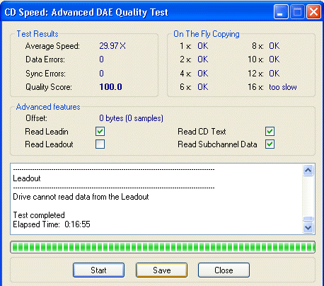 LG GCE-8480B Advanced DAE speed test