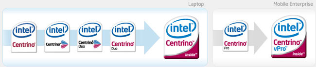 Nová loga pro Intel Centrino a Intel Centrino vPro