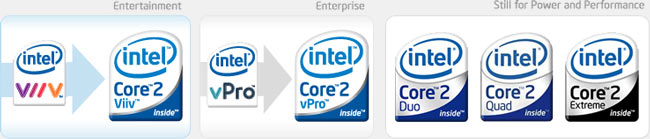 Nová loga pro platformy Intel Core 2 Viiv a Intel Core 2 vPro