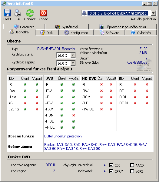 LG GH20NS10 - Nero InfoTool