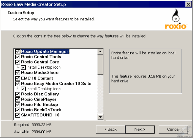 Easy Media Creator 10 - Instalace - custom setup