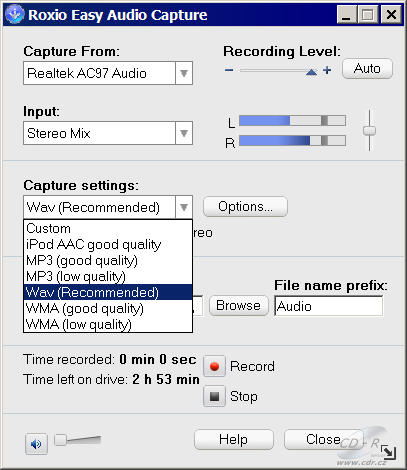 Easy Media Creator 10 - capture audio