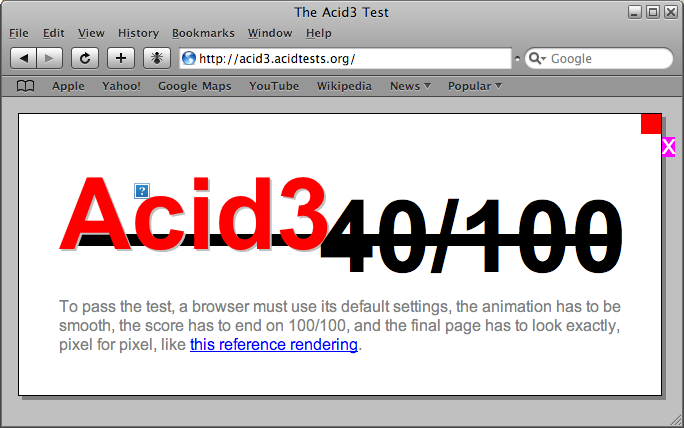 Acid3: Safari 3.523.15.0 beta