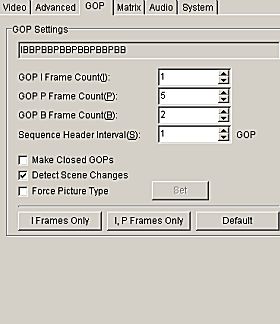 Tsunami MPEG Encoder - nastavení GOP