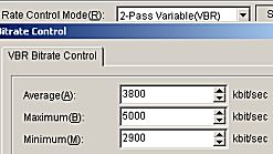 Tsunami MPEG Encoder - nastavení VBR bitrate