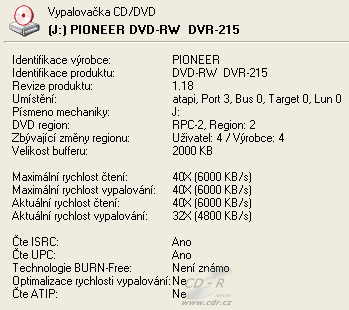 Pioneer DVR-215 - Alcohol 120%