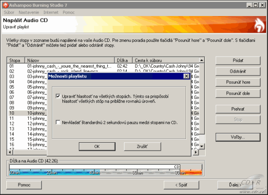 Ashampoo Burning Studio 7 - palit ripovat hudbu: nastavení