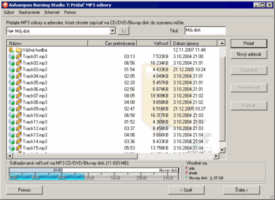 Ashampoo Burning Studio 7 - palit ripovat hudbu: MP3 BD disk