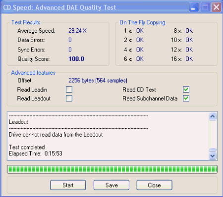 Teac DV-516E Advanced DAE speed test