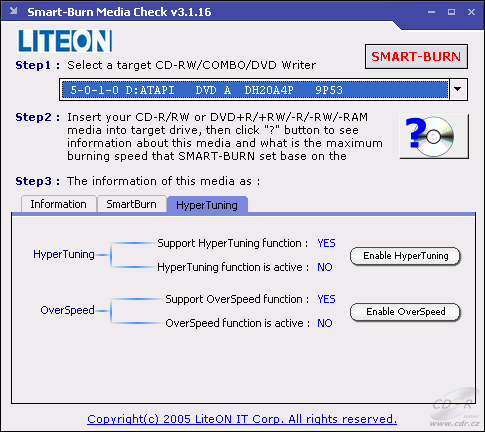 LiteOn DH20A4P - Smart-Burn HyperTuning výchozí nastavení