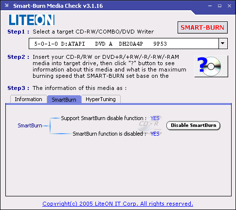 LiteOn DH20A4P - Smart-Burn povolen