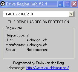 Teac DV-516E ReagionInfo