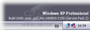Číslo verze Windows na ploše: Windows XP SP2