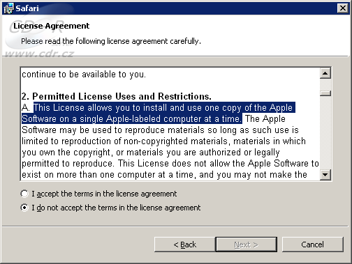 This Licence allows you to install and use one copy of the Apple