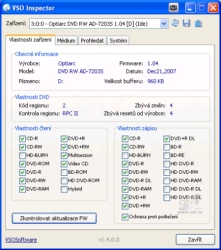 Optiarc AD-7203S - VSO Inspector