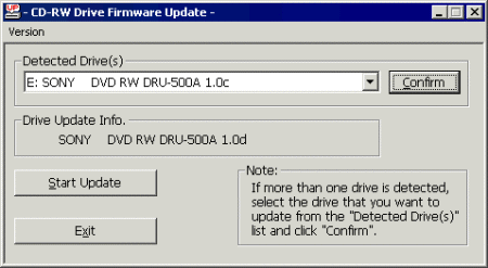 Sony DRU-500A firmware update