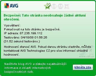 AVG 8.0 - stránka bezpečná