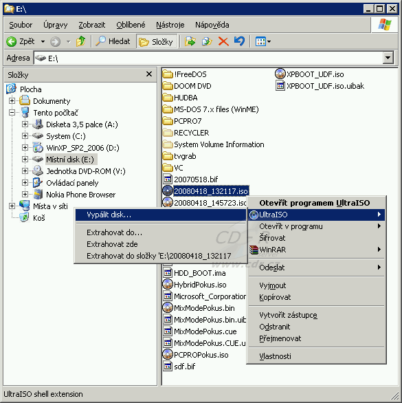 UltraISO - Vypalování ISO Image z průzkumníku Windows