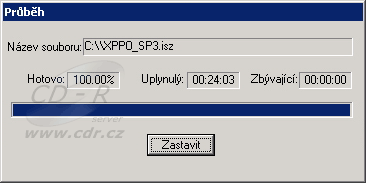 Průběh komprimace 641MB ISO image na mobilním Sempronu 2800+