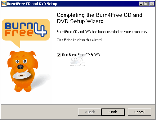 Burn4Free - instalace hotovo
