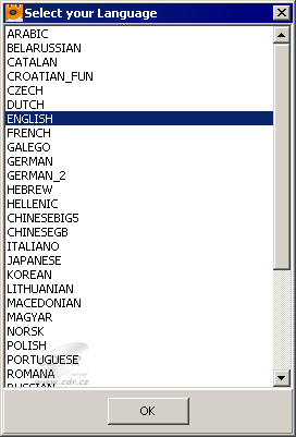 Burn4Free - výběr jazyků