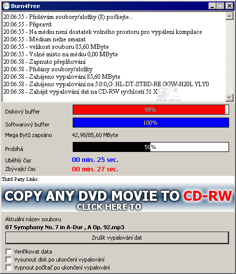 Burn4Free - pálí na BD-RE už nahrané