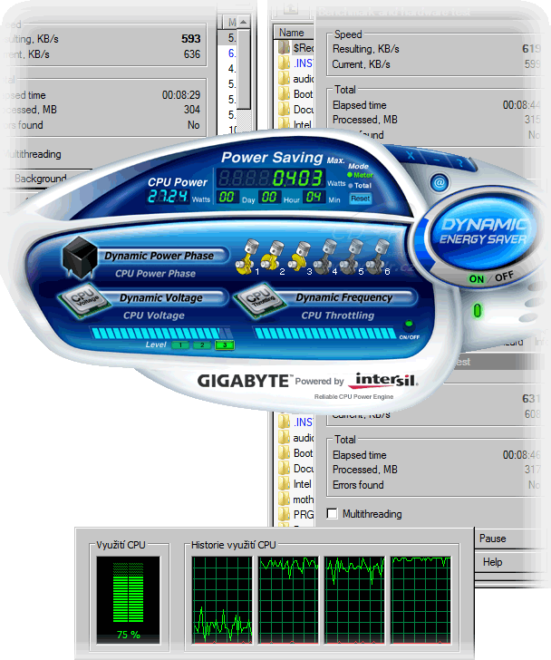 DES zapnuto na max, běží 3× Single Threaded WinRAR