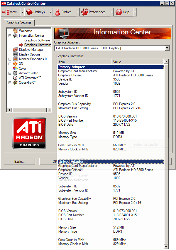 ATI Catalyst 8.7 - informace o grafikách