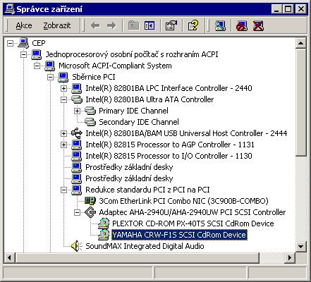 Yamaha F1S (SCSI) ve správci zařízení