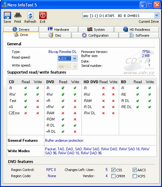 LiteOn DH-4B1S - Nero InfoTool