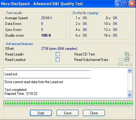 LiteOn DH-4B1S - CDspeed Advanced DAE speed test