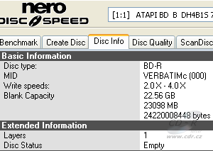 LiteOn DH-4B1S - Info BD-R Verbatim 4×