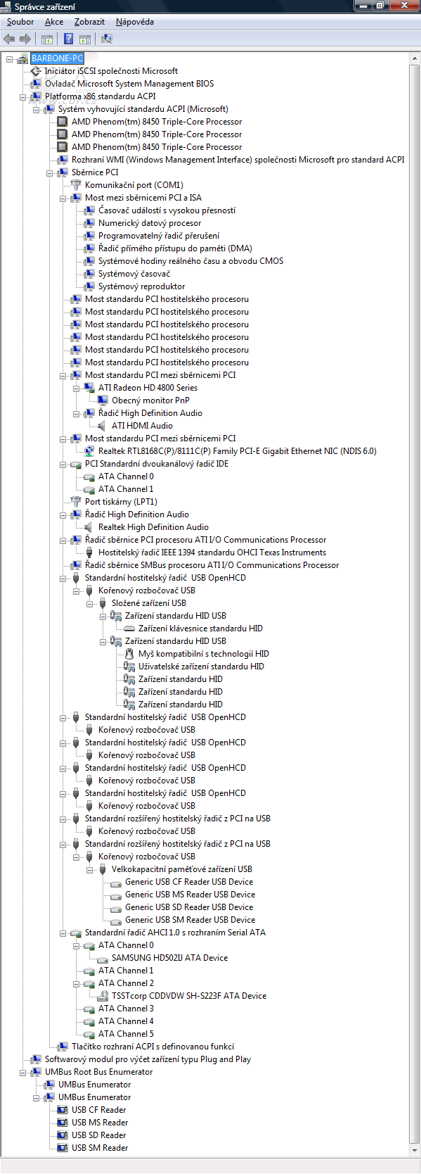 Barbone Hammer II - správce zařízení (Windows Vista)