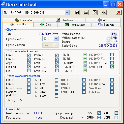 LiteOn DH-4O1S - Nero InfoTool