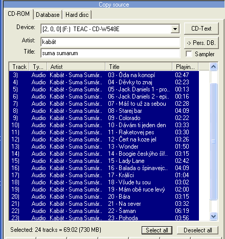 Teac CD-W548E Feurio! a CD-Text