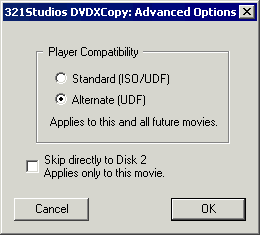 DVD X Copy 1.3 Advaced Options