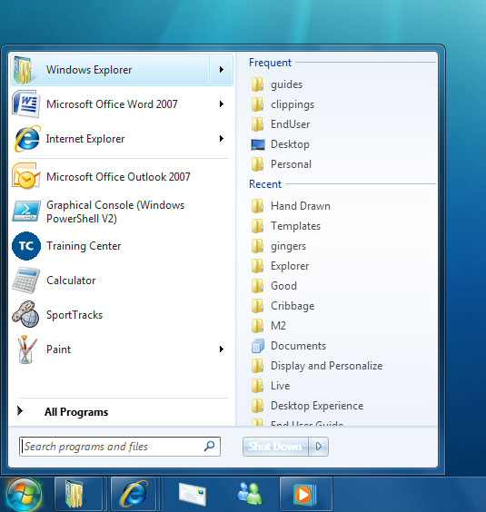 Windows 7 Jump list