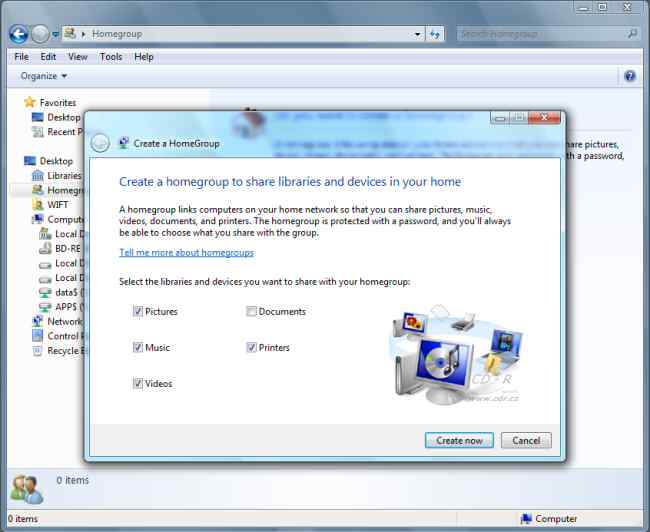 Windows 7 networking HomeGroup