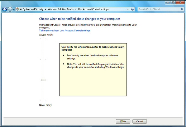 Windows 7 nastavení potvrzování